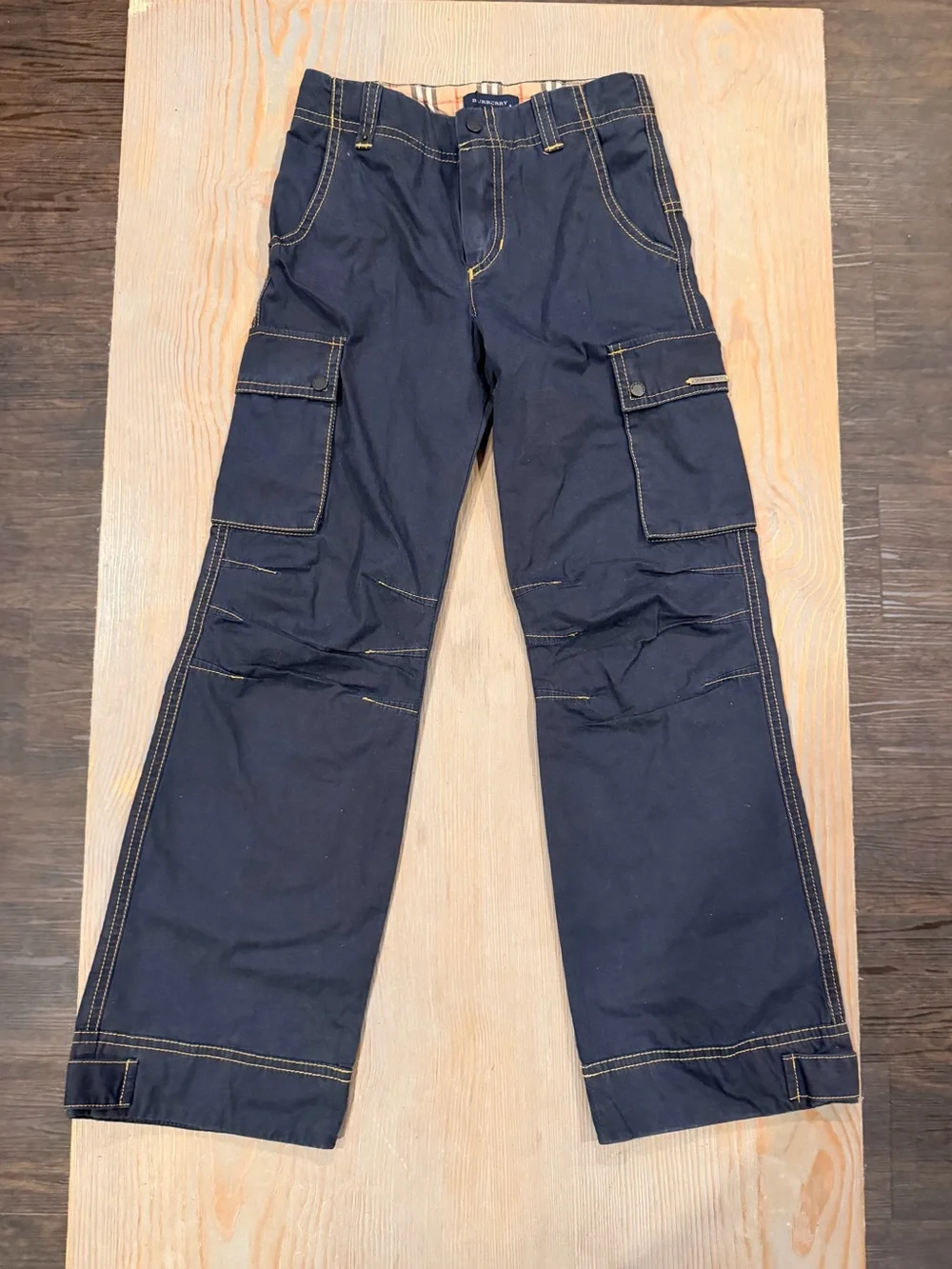 Burberry Boy’s Midnight Cargo Pants with Contrast Stitching